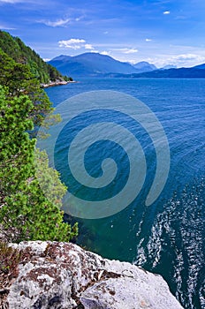 Beautiful Norwegian fjord - view from the cliff