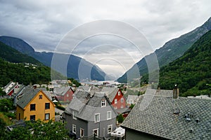 Beautiful norwegian landscape with fjord in Odda