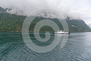 Beautiful Norwegian landscape. view of the fjords. Norway ideal fjord reflection in clear water. selective focus