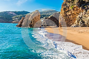 The iconic beach of Illa Roja Catalonia, Spain photo