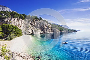 Beautiful Nugal beach near Makarska town, Dalmatia, Croatia. Makarska riviera