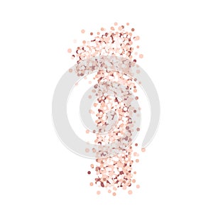 Beautiful number one of pink gold glitter isolated on a white background.