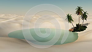 Beautiful oasis in the desert sand