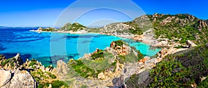 Beautiful ocean coastline beach panorama in Maddalena islands, I