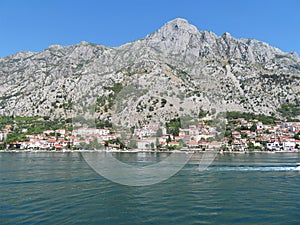 Beautiful ocean and mountain views along the coast of Kotor Bay in Montenegro