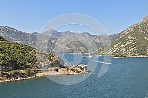 Beautiful ocean and mountain views along the coast of Kotor Bay in Montenegro