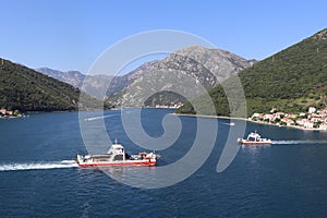 Beautiful ocean and mountain views along the coast of Kotor Bay in Montenegro