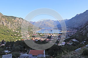 Beautiful ocean and mountain views of the Bay of Kotor in Montenegro