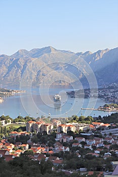 Beautiful ocean and mountain views of the Bay of Kotor in Montenegro