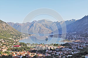 Beautiful ocean and mountain views of the Bay of Kotor in Montenegro