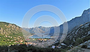 Beautiful ocean and mountain views of the Bay of Kotor in Montenegro