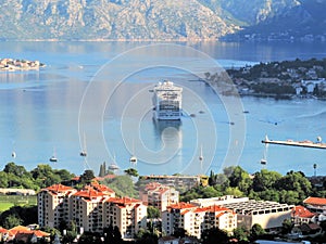 Beautiful ocean and mountain views of the Bay of Kotor in Montenegro