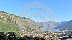 Beautiful ocean and mountain views of the Bay of Kotor in Montenegro