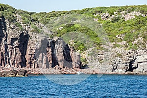 Beautiful ocean rocky coastline panorama Sardegna island Sardinia Italy