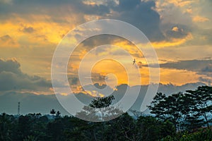 Beautiful Ocean Sky Scape with bird free flying photo