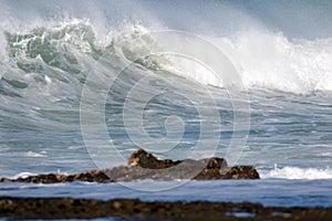 Beautiful Ocean Waves Breaking onto Shore