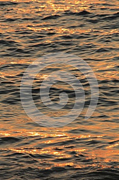 Beautiful ocean waves, lit by sunset light. photo