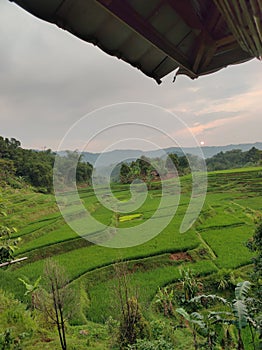 The beautiful off sunset on the mountain