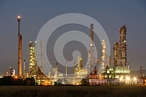 Beautiful of Oil refinery light in operating at night