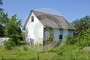 Beautiful old abandoned building farm house in countryside