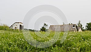 Beautiful old abandoned building farm house in countryside