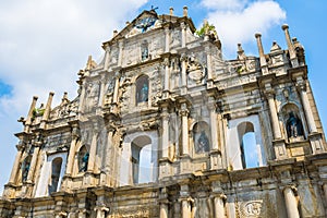 Beautiful old architecture building with ruin of st pual church