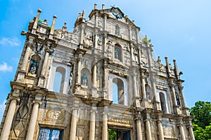 Beautiful old architecture building with ruin of st pual church