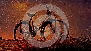 beautiful old bike photo, retro bike silhouette with a hint of warmth