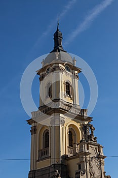 Beautiful Old Buchach City Hall, joint work of architect Bernard Meretyn and sculptor Johann Georg Pinsel. Buchach city