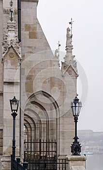 Beautiful old building of the Hungarian Parliament in neo-Gothic style