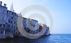 Beautiful old buildings in small Adriatic coast city Rovinj, Croatia