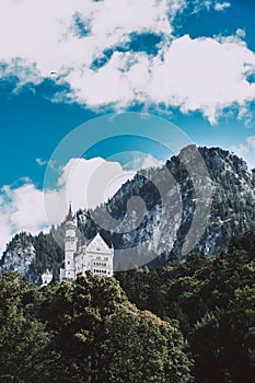 Beautiful old castle on a background of mountains