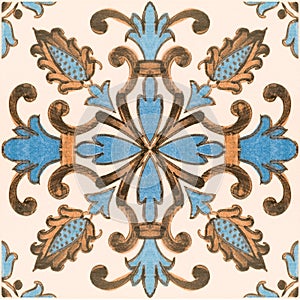 Beautiful old ceramic tile wall patterns in the park public.