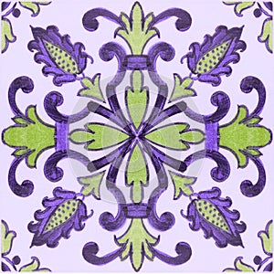 Beautiful old ceramic tile wall patterns in the park public.