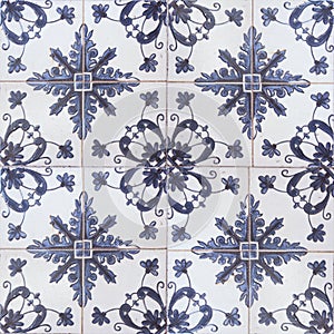 Beautiful old ceramic tile wall patterns in the park public.