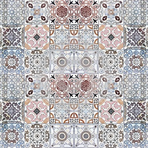 Beautiful old ceramic tile wall patterns in the park public.