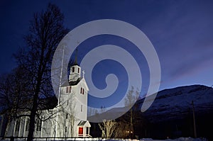 Beautiful old church located near overbygd in northern norway