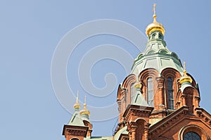 Beautiful old church tower with the cross