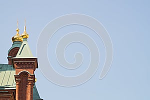 Beautiful old church tower with the cross