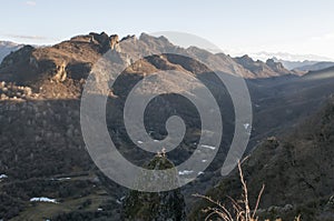 Beautiful old cross in mountain burial