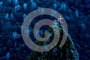 Beautiful old cross in mountain burial