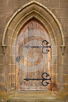 Beautiful old door at the entrance to the Campbell Memorial Uniting Church