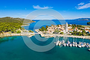 Beautiful old historic town of Osor with bridge connecting islands Cres and Losinj, Croatia