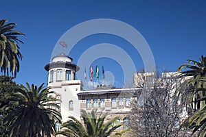 Beautiful, old, historical post and telegraph building in Malaga, Andolusia. University of Rectordo de la Malaga.