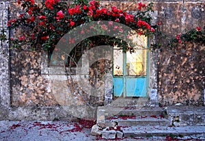 A beautiful old house entrance in Corfu, Greece