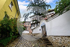 Beautiful old houses of the old town of Plovdiv, Bulgaria