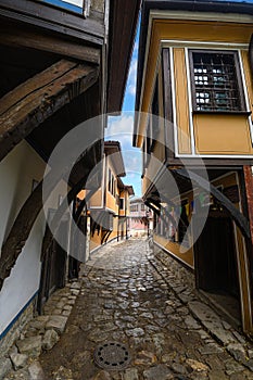 Beautiful old houses of the old town of Plovdiv, Bulgaria