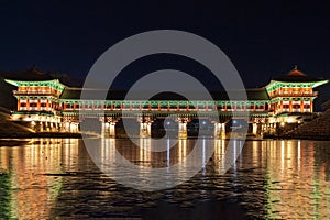 beautiful old korean landmark at night at Gyeongju city, south Korea at night