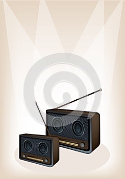 A Beautiful Old Radio on Brown Stage Background
