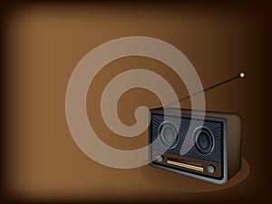 A Beautiful Old Radio on Dark Brown Background